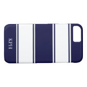 Nautical Navy and White Stripe Monogram Case-Mate iPhone Case (Achterkant (Horizontaal))