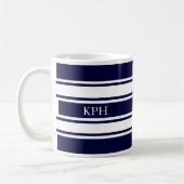 Nautical Navy and White Stripe Monogram Koffiemok (Links)
