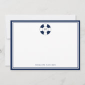 Nautical Navy and White Stripe Monogram Note Kaart Notitiekaartje (Voorkant)