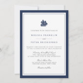 Nautical Navy and White Wedding Invitation | Schip Kaart (Voorkant)