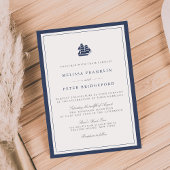 Nautical Navy and White Wedding Invitation | Schip Kaart