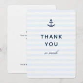 Nautical Navy Anker Blauwe Strepen Dank u kaart (Voorkant / Achterkant)