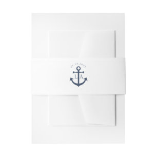 Nautical Navy Anker Monogram Bruiloft Uitnodigingen Wikkel