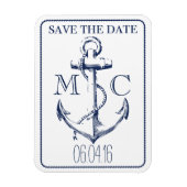 Nautical Navy Anker Monogram | De datum opslaan Magneet (Verticaal)