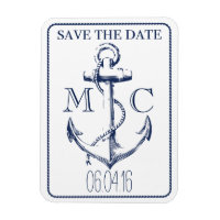 Nautical Navy Anker Monogram | De datum opslaan