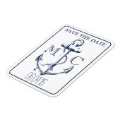 Nautical Navy Anker Monogram | De datum opslaan Magneet (Linkerzijde)