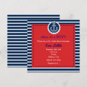 Nautical Navy Anker Red Baby shower Invitation Kaart (Voorkant / Achterkant)