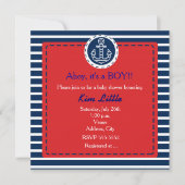 Nautical Navy Anker Red Baby shower Invitation Kaart (Voorkant)