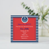 Nautical Navy Anker Rode Baby Shower Uitnodiging (Staand voorkant)