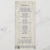 Nautical Navy Anker Rustieke Houten Bruiloft Programmakaart (Achterkant)