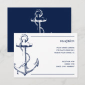 Nautical Navy Anker Witte Ontvangst Informatiekaartje (Voorkant / Achterkant)