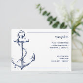Nautical Navy Anker Witte Ontvangst Informatiekaartje (Staand voorkant)