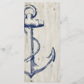 Nautical Navy Anker Zee Rustieke Houten Bruiloft Menu (Achterkant)