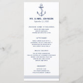 Nautical Navy Anker Zee Side Bruiloft Menu (Voorkant)