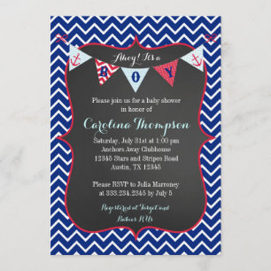 Nautical Navy Baby Boy Shower Uitnodiging