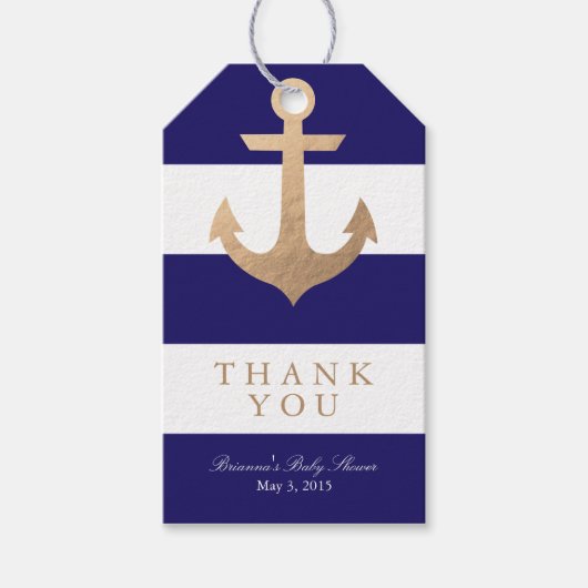 Nautical Navy Baby shower Cadeaulabel (Voorkant)