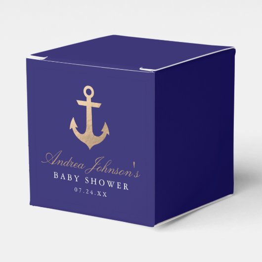 Nautical Navy Baby shower Favor Boxes Bedankdoosjes (Voorkant Zijde)