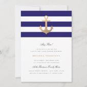 Nautical Navy Baby shower Invitation Kaart (Voorkant)