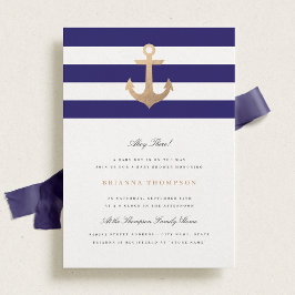 Nautical Navy Baby shower Invitation Kaart