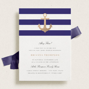 Nautical Navy Baby shower Invitation Kaart