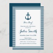 Nautical Navy Baby shower Invitation Kaart (Voorkant / Achterkant)