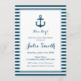 Nautical Navy Baby shower Invitation Kaart