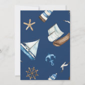 Nautical Navy Baby shower Invitation Waterverf Kaart (Achterkant)