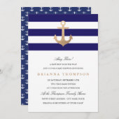 Nautical Navy Baby shower Kaart (Voorkant / Achterkant)