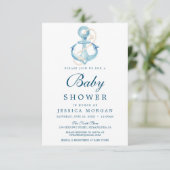 Nautical Navy Baby shower Uitnodiging Kaart (Staand voorkant)