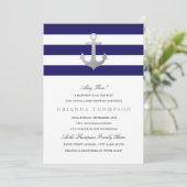 Nautical Navy Baby shower | Zilver Kaart (Staand voorkant)