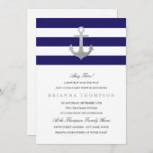 Nautical Navy Baby shower | Zilver Kaart (Voorkant / Achterkant)