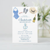 Nautical Navy Bachelorette Party Kaart (Staand voorkant)