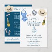 Nautical Navy Bachelorette Party Kaart (Voorkant / Achterkant)