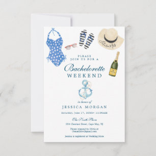 Nautical Navy Bachelorette Party Kaart