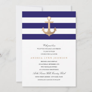 Nautical Navy Bat Mitzvah Kaart