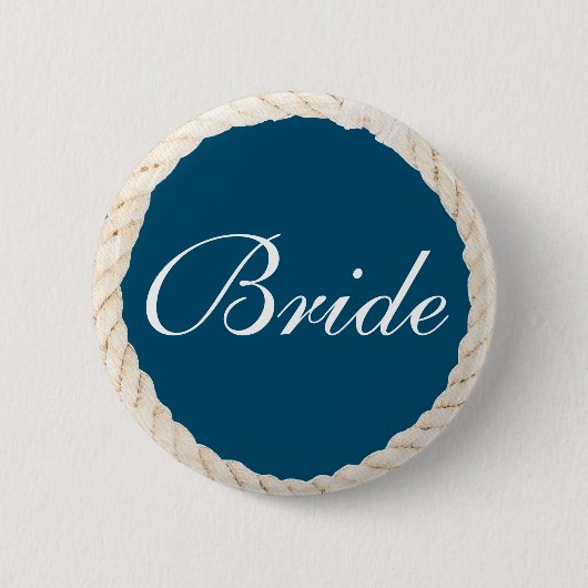 Nautical Navy Beach Bridal Party Button - Bride (Voorkant)