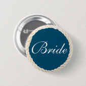 Nautical Navy Beach Bridal Party Button - Bride (Voorkant /achterkant)