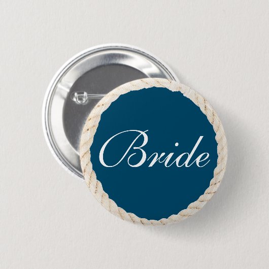Nautical Navy Beach Bridal Party Button - Bride (Voorkant /achterkant)