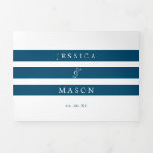 Nautical Navy Beach Bruiloft Tri-Fold uitnodiginge Drieluik Uitnodiging (Cover)