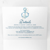 Nautical Navy Beach Bruiloft Tri-Fold uitnodiginge Drieluik Uitnodiging (Binnenzijde eerst)