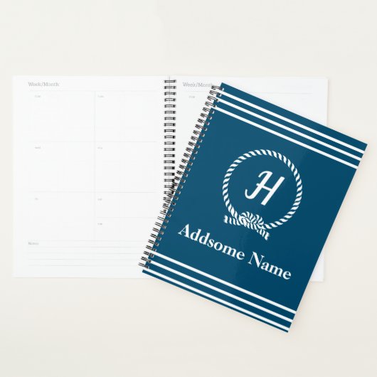 Nautical Navy Beach kustmonogrammed marine Planner (Display)