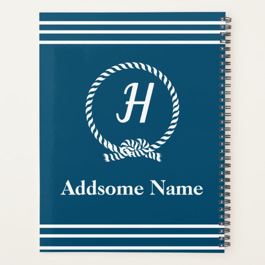 Nautical Navy Beach kustmonogrammed marine Planner (Achterkant)