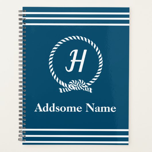 Nautical Navy Beach kustmonogrammed marine Planner (Voorkant)
