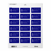 Nautical Navy Blauw en Wit hebben we verplaatst Etiket (Full Sheet)