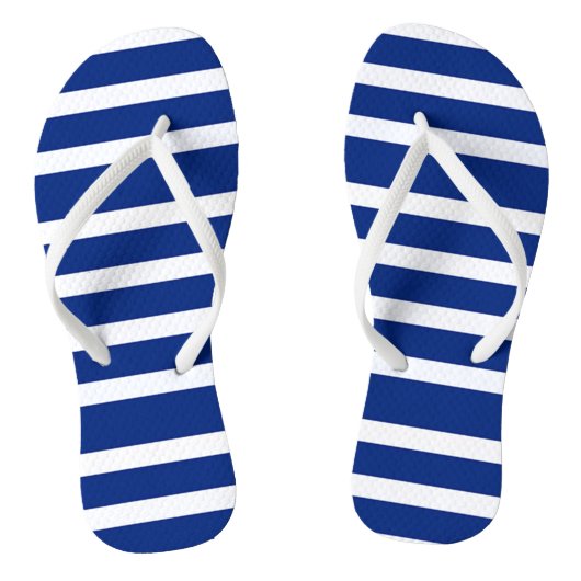 Nautical Navy Blauw en Wit Teenslippers (Voetbed)