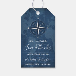 Nautical Navy Blauw & Wit Favor Bruiloft Dank u Cadeaulabel