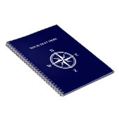 Nautical Navy blauw & wit wind roos kompasster Notitieboek (Rechterzijde)
