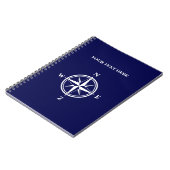 Nautical Navy blauw & wit wind roos kompasster Notitieboek (Linkerzijde)