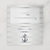 Nautical Navy Blu Anker Silver Wht Escort Kaarten Plaatskaartje (Buitenkant ongevouwen)