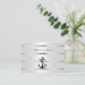 Nautical Navy Blu Anker Silver WT Escort Kaarten # Plaatskaartje (Staand voorkant)